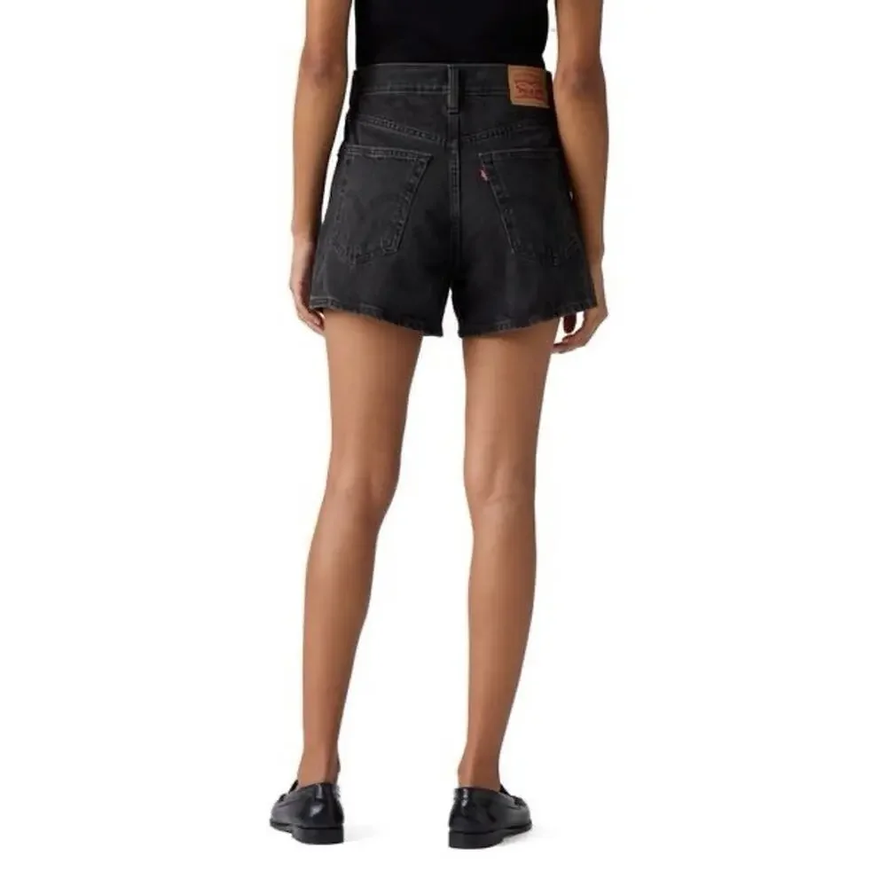 Levi's Women's NWT High Waisted Mom Shorts Black Denim Size 14/32